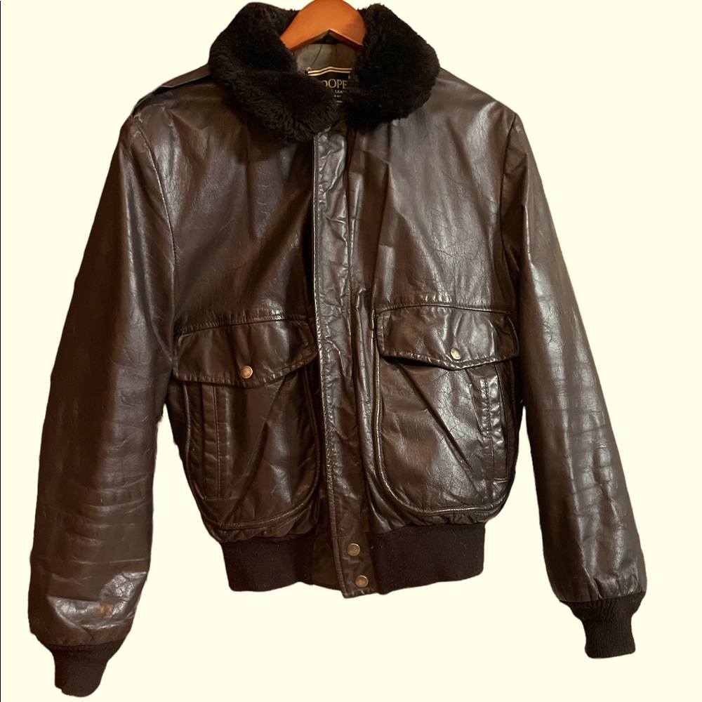Genuine Leather Vintage Bomber Jacket By Cooper Made in USA  40